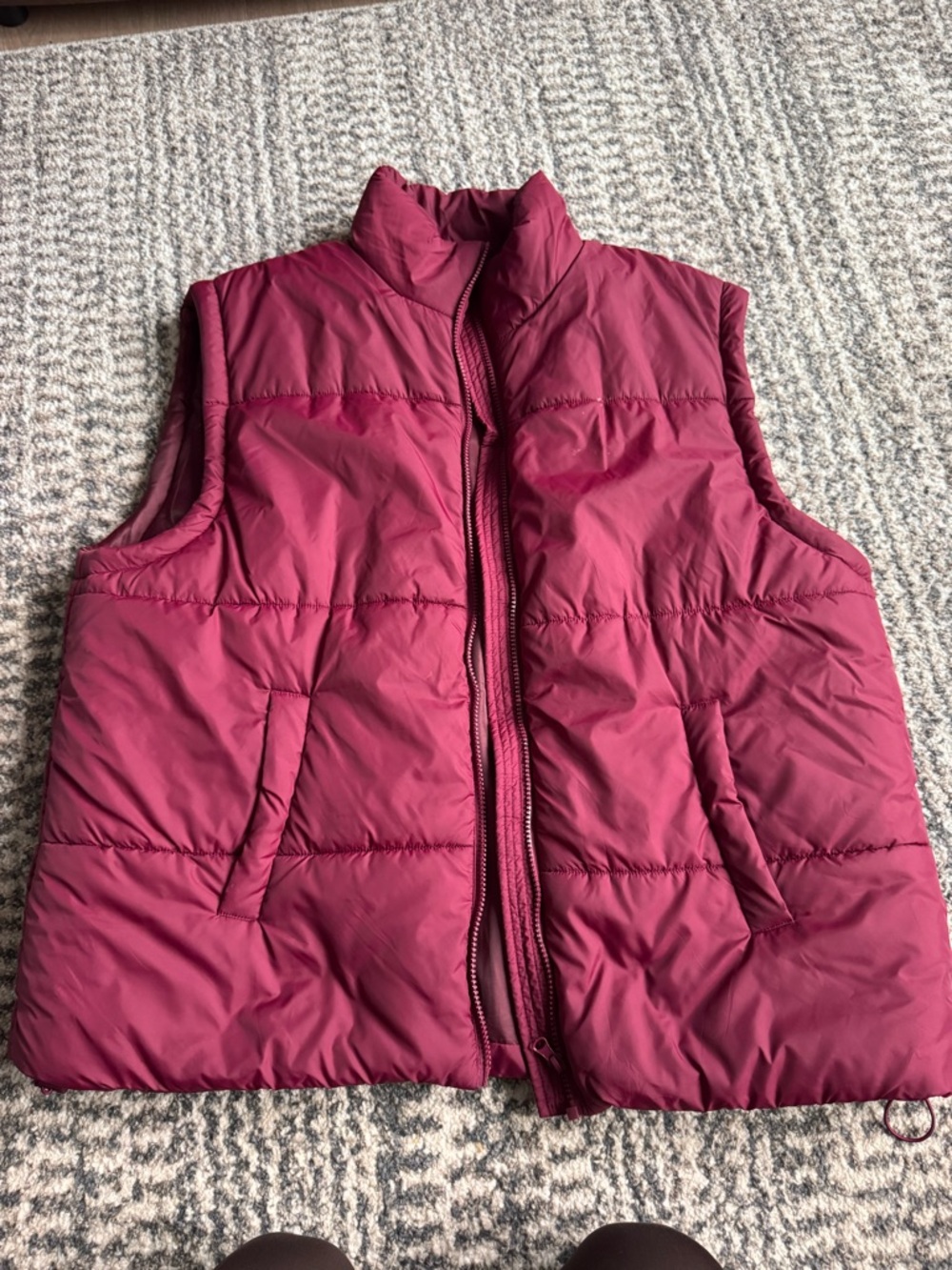 Maroon Quilted Puffer Vest